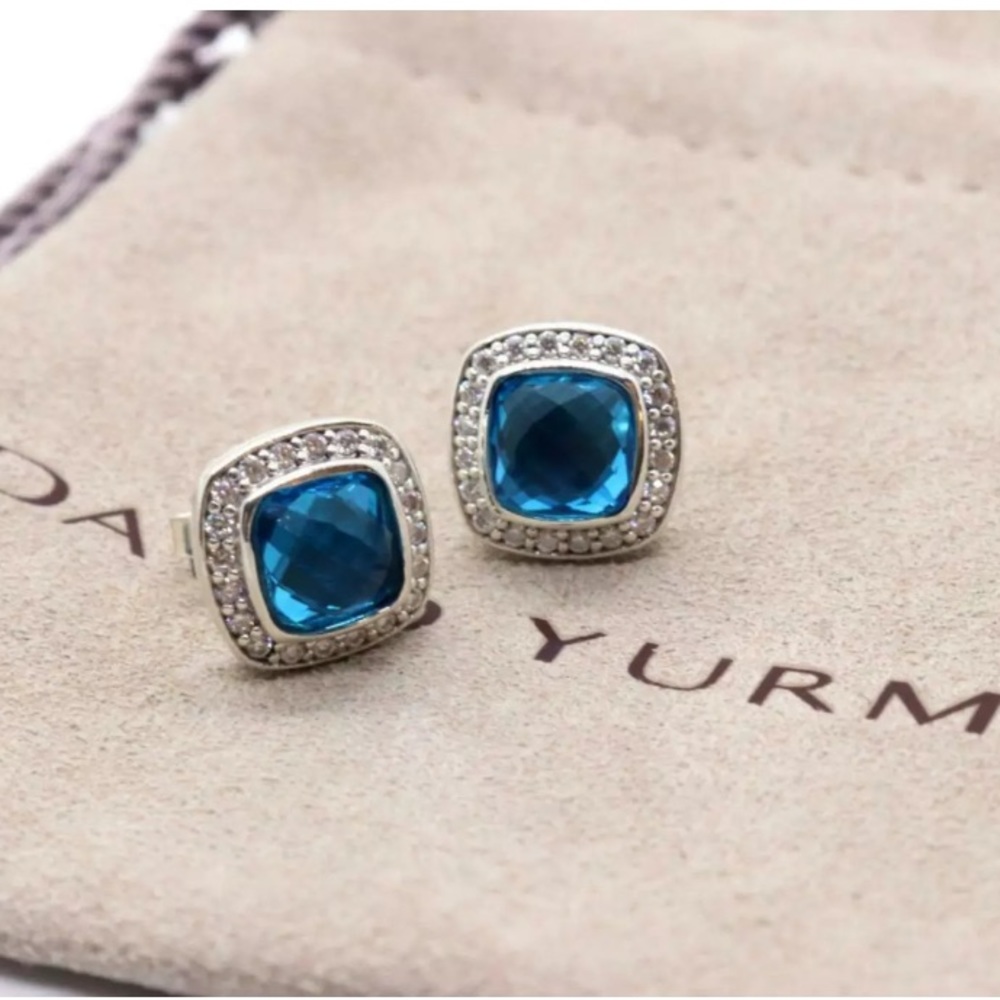 David Yurman Albion 7mm Blue Topaz Stud Earrings